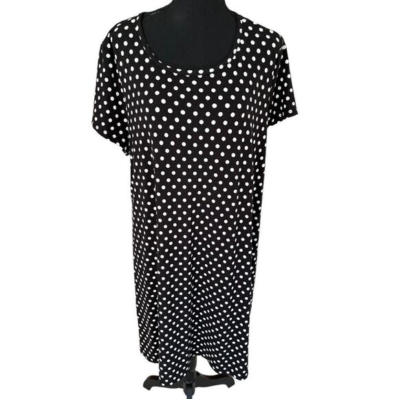 Jamie & Layla Plus Short Sleeve Polka Dot Dress Black/white - Picture 1 of 6